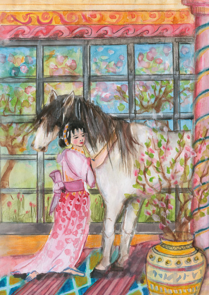 Das Pferd und das Mädchen Postkarte
