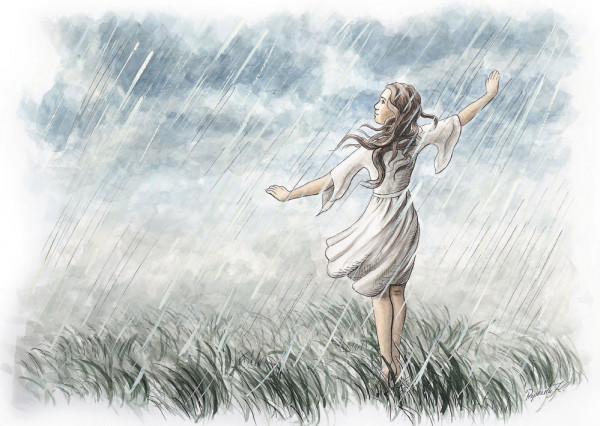 Tanz im Regen Postkarte