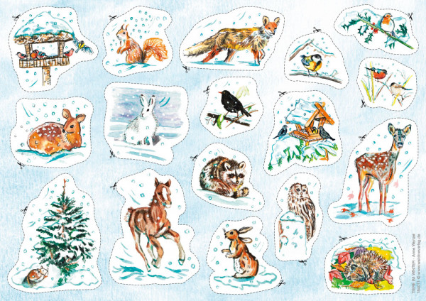 Stickerbogen Tiere im Winter, Stickerbögen, Spiele und Basteln