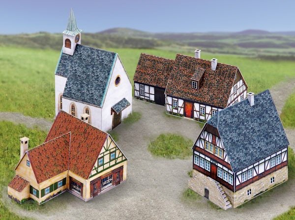 Kartonmodellbau "Kleines Dorf-Ensemble"